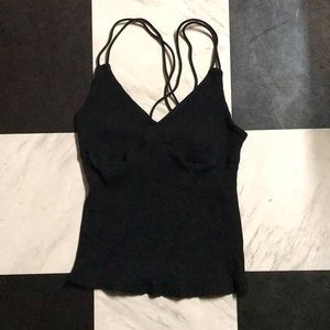 Black crisscross strap tank top